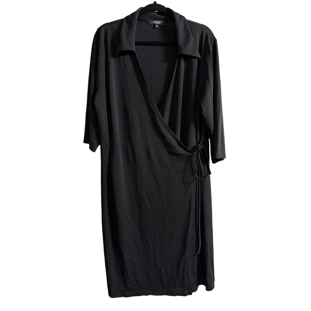 Karen Kane Lifestyle Women's Plus Size Black Knee Length Wrap Dress Size 2X